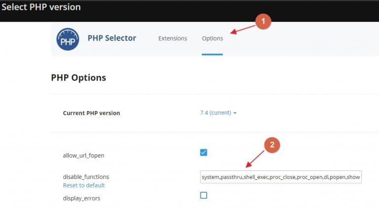 Cara Menambahkan disable functions php ke select php version in ...
